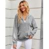 imageZeagoo Womens Lightweight Hoodies Full Zip Up Oversized Sweatshirts with Pockets Long Sleeve Thin Casual Hooded JacketsLight Grey