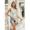 imageZeagoo Womens Summer Tank Tops 2025 V Neck Sleeveless Casual Loose Fit T Shirts Side Split Going Out Tops Tunic1printed Leave