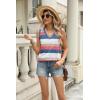 imageZeagoo Womens Summer Tank Tops 2025 V Neck Sleeveless Casual Loose Fit T Shirts Side Split Going Out Tops Tunic2red Striped