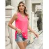 imageZeagoo Womens Summer Tank Tops 2025 V Neck Sleeveless Casual Loose Fit T Shirts Side Split Going Out Tops TunicRose Red
