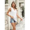 imageZeagoo Womens Summer Tank Tops 2025 V Neck Sleeveless Casual Loose Fit T Shirts Side Split Going Out Tops TunicWhite