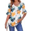 imageZeagoo Womens Tops Casual V Neck Shirts Floral Solid Blouse Ruffle Tunics 34 Sleeve Tshirt SXXLFloral Painting