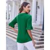 imageZeagoo Womens Tops Casual V Neck Shirts Floral Solid Blouse Ruffle Tunics 34 Sleeve Tshirt SXXLGreen