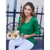imageZeagoo Womens Tops Casual V Neck Shirts Floral Solid Blouse Ruffle Tunics 34 Sleeve Tshirt SXXLGreen