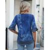 imageZeagoo Womens Tops Casual V Neck Shirts Floral Solid Blouse Ruffle Tunics 34 Sleeve Tshirt SXXLMz712