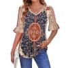 imageZeagoo Womens Tops Casual V Neck Shirts Floral Solid Blouse Ruffle Tunics 34 Sleeve Tshirt SXXLMz757