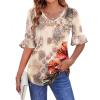 imageZeagoo Womens Tops Casual V Neck Shirts Floral Solid Blouse Ruffle Tunics 34 Sleeve Tshirt SXXLPa275