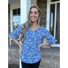 imageZeagoo Womens Tops Casual V Neck Shirts Floral Solid Blouse Ruffle Tunics 34 Sleeve Tshirt SXXLSky Blue Floral