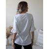 imageZeagoo Womens Tops Casual V Neck Shirts Floral Solid Blouse Ruffle Tunics 34 Sleeve Tshirt SXXLWhite