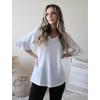 imageZeagoo Womens Tops Casual V Neck Shirts Floral Solid Blouse Ruffle Tunics 34 Sleeve Tshirt SXXLWhite