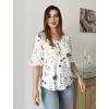 imageZeagoo Womens Tops Casual V Neck Shirts Floral Solid Blouse Ruffle Tunics 34 Sleeve Tshirt SXXLWhite Floral