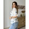imageZeagoo Womens Tops Casual V Neck Shirts Floral Solid Blouse Ruffle Tunics 34 Sleeve Tshirt SXXLWhite Floral