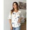 imageZeagoo Womens Tops Casual V Neck Shirts Floral Solid Blouse Ruffle Tunics 34 Sleeve Tshirt SXXLWhite Floral
