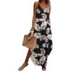imageZeagoo Womens Casual Sundress Summer Maxi Sleeveless V Neck Split Boho Beach Dress Travel Vacation Dress with PocketsZw29