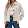 imageZeagoo Womens Fashion Cropped Shackets Corduroy Button Down Crop Jackets Tops Long Sleeve Shirts Trendy 2025Light Apricot