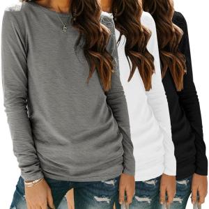 imageZeagoo 3 Pack Long Sleeve Shirts for Women Casual Soft Crewneck Basic Tee Tops Fall Outfit ClothesBlackwhitegrey