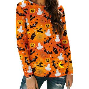 imageZeagoo 3 Pack Long Sleeve Shirts for Women Casual Soft Crewneck Basic Tee Tops Fall Outfit ClothesHalloween Orange1 Piece