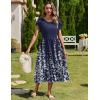 imageZeagoo Women Summer Midi A Line Dress Short Sleeve Casual Flowy Tiered Beach Long Sundress with Pockets 2025 Vacation TravelA01navy Blue Floral