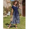 imageZeagoo Women Summer Midi A Line Dress Short Sleeve Casual Flowy Tiered Beach Long Sundress with Pockets 2025 Vacation TravelA01navy Blue Floral