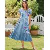 imageZeagoo Women Summer Midi A Line Dress Short Sleeve Casual Flowy Tiered Beach Long Sundress with Pockets 2025 Vacation TravelA02blue Floral2