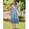 imageZeagoo Women Summer Midi A Line Dress Short Sleeve Casual Flowy Tiered Beach Long Sundress with Pockets 2025 Vacation TravelA02blue Floral2