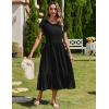 imageZeagoo Women Summer Midi A Line Dress Short Sleeve Casual Flowy Tiered Beach Long Sundress with Pockets 2025 Vacation TravelA03black