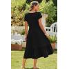 imageZeagoo Women Summer Midi A Line Dress Short Sleeve Casual Flowy Tiered Beach Long Sundress with Pockets 2025 Vacation TravelA03black