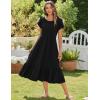 imageZeagoo Women Summer Midi A Line Dress Short Sleeve Casual Flowy Tiered Beach Long Sundress with Pockets 2025 Vacation TravelA03black