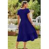 imageZeagoo Women Summer Midi A Line Dress Short Sleeve Casual Flowy Tiered Beach Long Sundress with Pockets 2025 Vacation TravelA04navy Blue