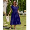 imageZeagoo Women Summer Midi A Line Dress Short Sleeve Casual Flowy Tiered Beach Long Sundress with Pockets 2025 Vacation TravelA04navy Blue