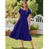 imageZeagoo Women Summer Midi A Line Dress Short Sleeve Casual Flowy Tiered Beach Long Sundress with Pockets 2025 Vacation TravelA04navy Blue