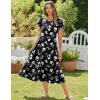 imageZeagoo Women Summer Midi A Line Dress Short Sleeve Casual Flowy Tiered Beach Long Sundress with Pockets 2025 Vacation TravelBlack White Floral
