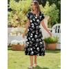 imageZeagoo Women Summer Midi A Line Dress Short Sleeve Casual Flowy Tiered Beach Long Sundress with Pockets 2025 Vacation TravelBlack White Floral