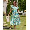 imageZeagoo Women Summer Midi A Line Dress Short Sleeve Casual Flowy Tiered Beach Long Sundress with Pockets 2025 Vacation TravelBlue Brown Floral