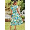 imageZeagoo Women Summer Midi A Line Dress Short Sleeve Casual Flowy Tiered Beach Long Sundress with Pockets 2025 Vacation TravelBlue Brown Floral