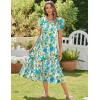 imageZeagoo Women Summer Midi A Line Dress Short Sleeve Casual Flowy Tiered Beach Long Sundress with Pockets 2025 Vacation TravelBlue Brown Floral