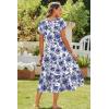 imageZeagoo Women Summer Midi A Line Dress Short Sleeve Casual Flowy Tiered Beach Long Sundress with Pockets 2025 Vacation TravelBlue Floral