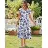 imageZeagoo Women Summer Midi A Line Dress Short Sleeve Casual Flowy Tiered Beach Long Sundress with Pockets 2025 Vacation TravelBlue Floral