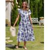 imageZeagoo Women Summer Midi A Line Dress Short Sleeve Casual Flowy Tiered Beach Long Sundress with Pockets 2025 Vacation TravelBlue Floral