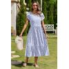 imageZeagoo Women Summer Midi A Line Dress Short Sleeve Casual Flowy Tiered Beach Long Sundress with Pockets 2025 Vacation TravelJh529