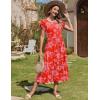 imageZeagoo Women Summer Midi A Line Dress Short Sleeve Casual Flowy Tiered Beach Long Sundress with Pockets 2025 Vacation TravelRed Floral