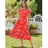 imageZeagoo Women Summer Midi A Line Dress Short Sleeve Casual Flowy Tiered Beach Long Sundress with Pockets 2025 Vacation TravelRed Floral