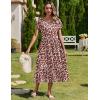 imageZeagoo Women Summer Midi A Line Dress Short Sleeve Casual Flowy Tiered Beach Long Sundress with Pockets 2025 Vacation TravelRed Floral2