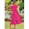 imageZeagoo Women Summer Midi A Line Dress Short Sleeve Casual Flowy Tiered Beach Long Sundress with Pockets 2025 Vacation TravelRed Floral3