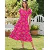 imageZeagoo Women Summer Midi A Line Dress Short Sleeve Casual Flowy Tiered Beach Long Sundress with Pockets 2025 Vacation TravelRed Floral3