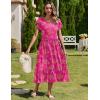 imageZeagoo Women Summer Midi A Line Dress Short Sleeve Casual Flowy Tiered Beach Long Sundress with Pockets 2025 Vacation TravelRed Floral3