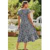 imageZeagoo Women Summer Midi A Line Dress Short Sleeve Casual Flowy Tiered Beach Long Sundress with Pockets 2025 Vacation TravelRose Red Floral