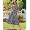 imageZeagoo Women Summer Midi A Line Dress Short Sleeve Casual Flowy Tiered Beach Long Sundress with Pockets 2025 Vacation TravelRose Red Floral