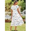 imageZeagoo Women Summer Midi A Line Dress Short Sleeve Casual Flowy Tiered Beach Long Sundress with Pockets 2025 Vacation TravelWhite Floral