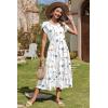 imageZeagoo Women Summer Midi A Line Dress Short Sleeve Casual Flowy Tiered Beach Long Sundress with Pockets 2025 Vacation TravelWhite Floral